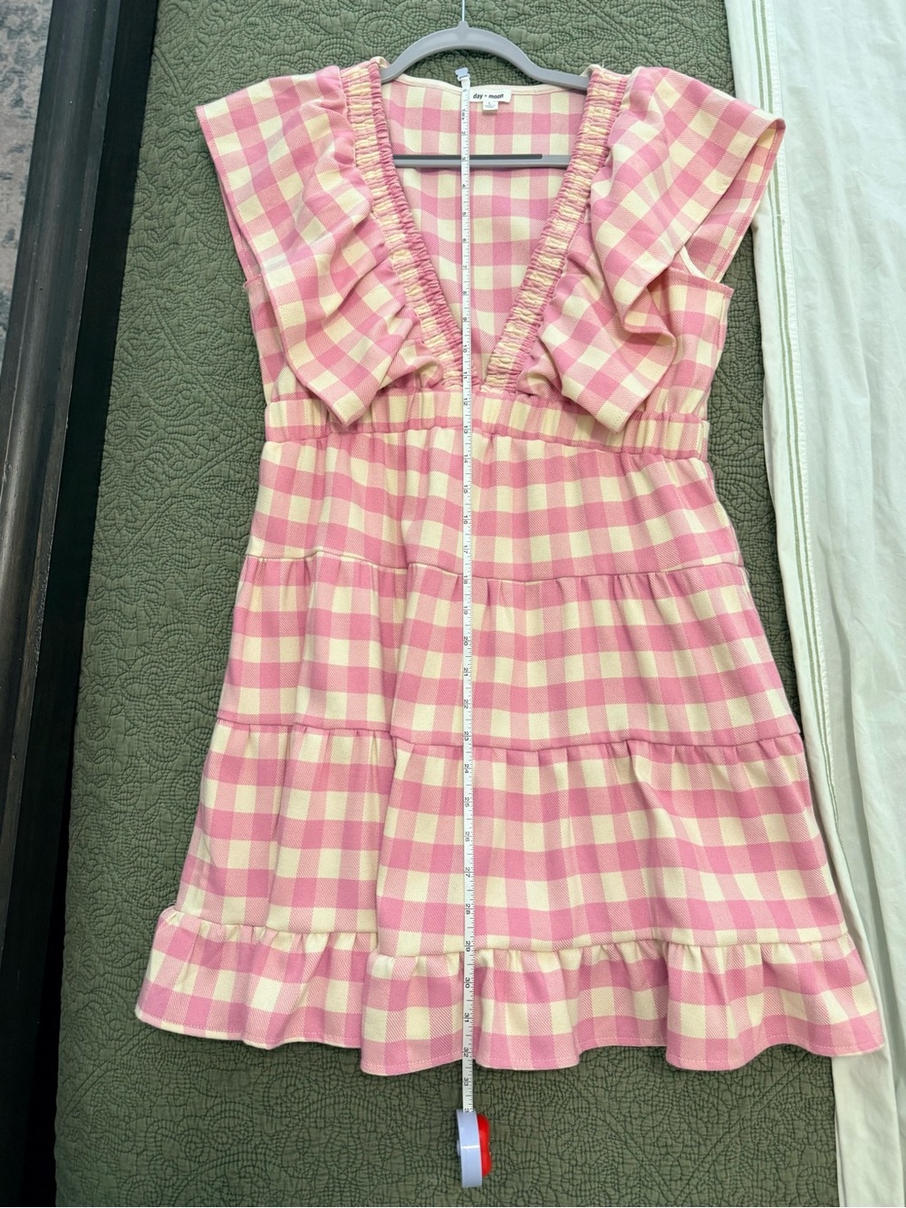 Day Dream Pink Gingham Ruffle Mini Dress - Picture 3 of 6
